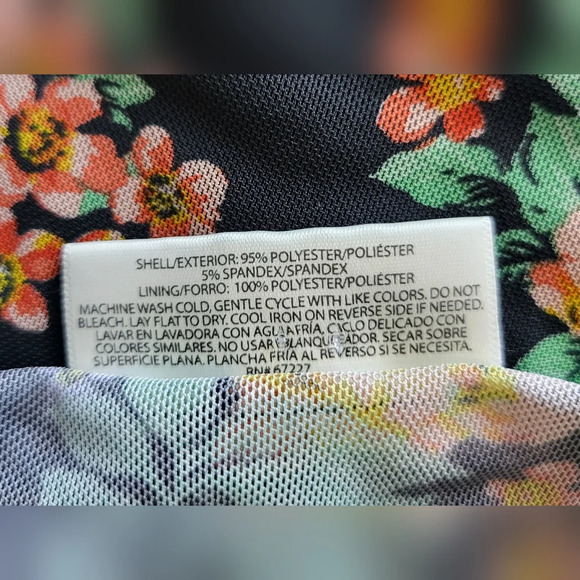 Bobbie Brooks Black‎ Sleeveless Sheer-Yoke Floral Mesh-Overlay Top Size M - Picture 6 of 6